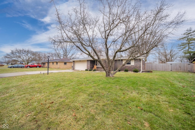 view of yard with a garage