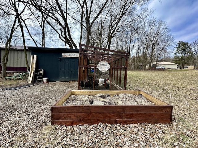 view of yard with an outbuilding