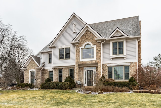 view of front of home featuring a front lawn