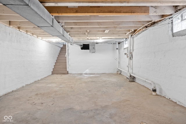 basement with electric panel