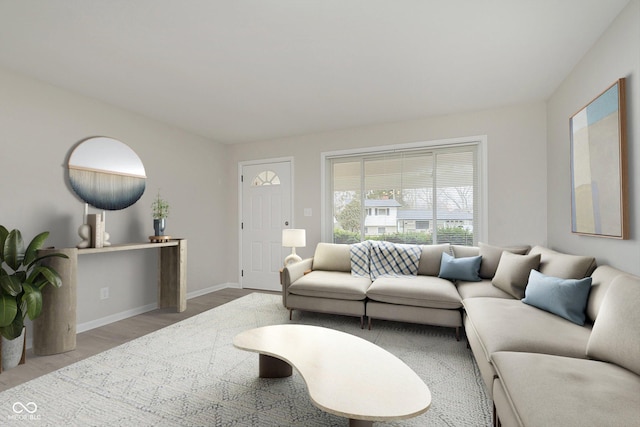 living room with hardwood / wood-style floors