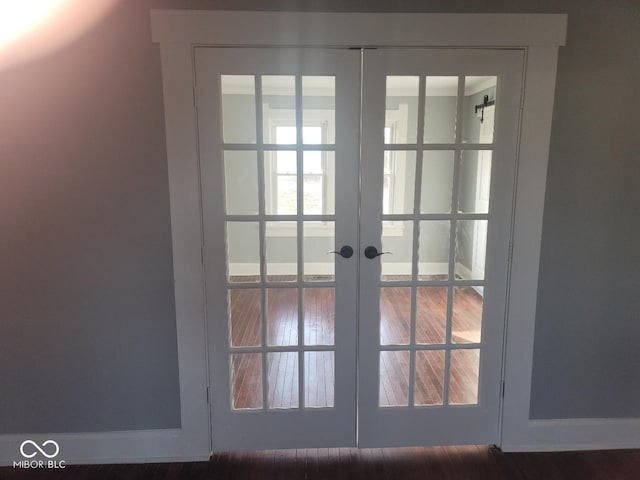 doorway to outside with french doors