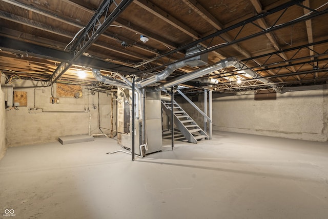 basement with heating unit