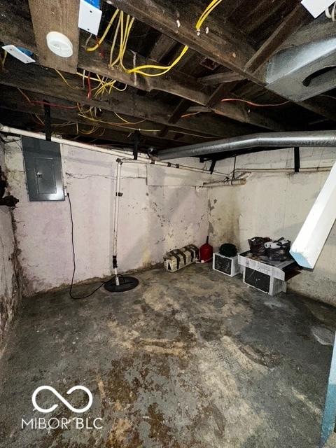 basement with electric panel