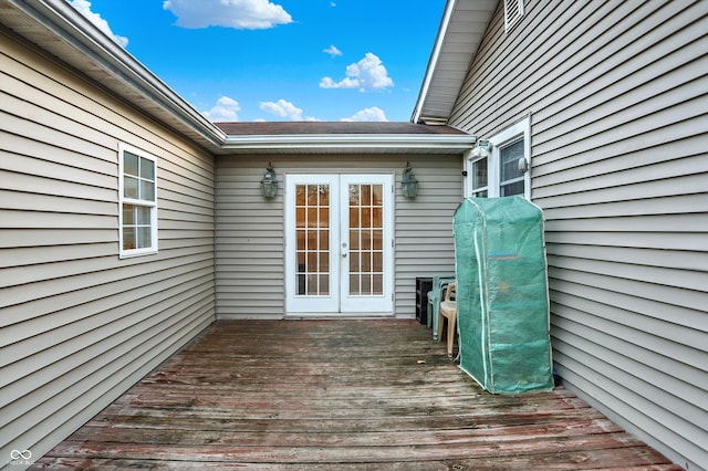 wooden deck with french doors