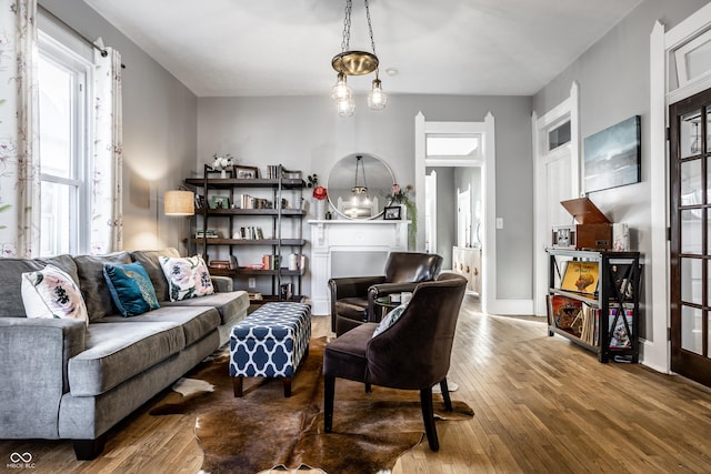 living room featuring hardwood / wood-style flooring