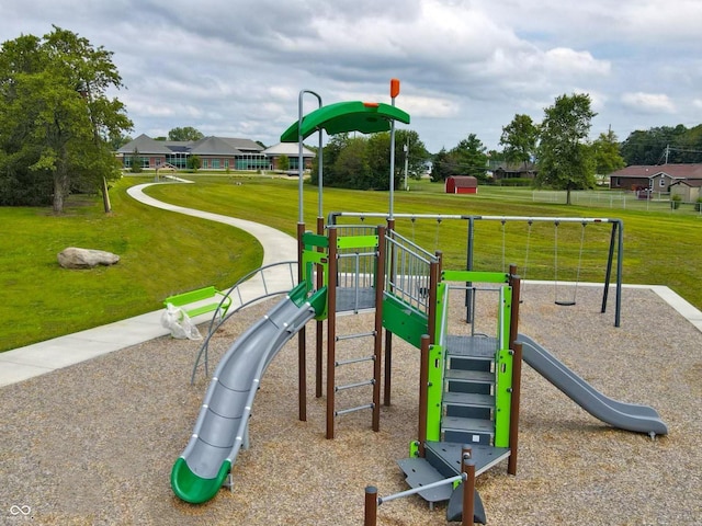 view of playground featuring a yard