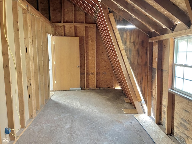 view of unfinished attic