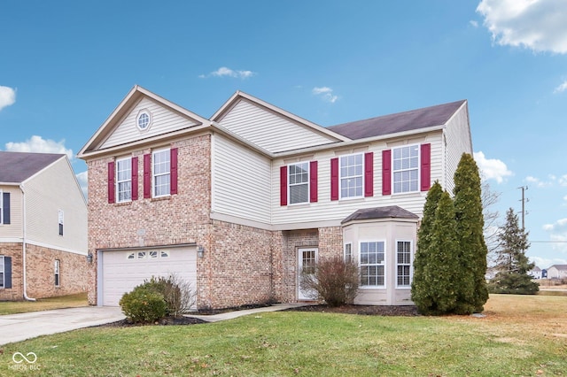 front of property with a garage and a front yard