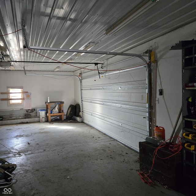 garage with a garage door opener