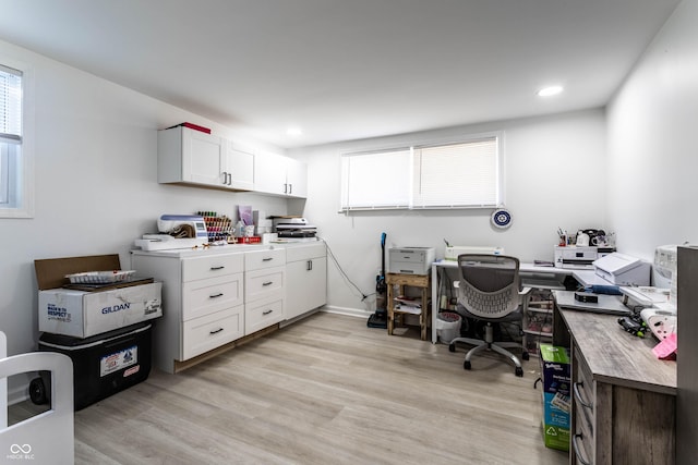 office area featuring light hardwood / wood-style floors