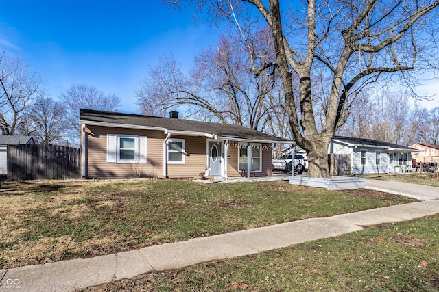 single story home with a front yard