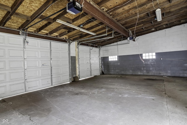 garage with a garage door opener