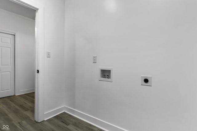 laundry area featuring hookup for a washing machine, dark hardwood / wood-style floors, and hookup for an electric dryer