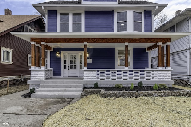 view of front facade featuring covered porch