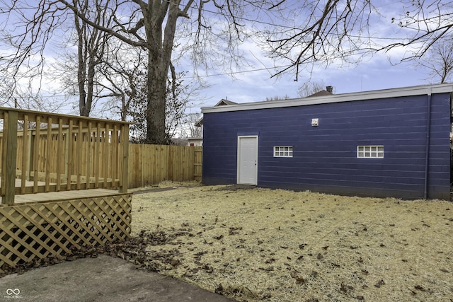 view of yard with a wooden deck