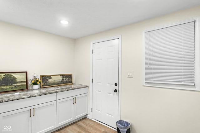 interior space with light hardwood / wood-style floors