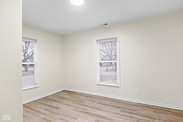 empty room featuring light wood-type flooring