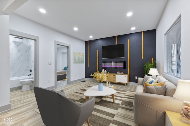 living room with wood-type flooring