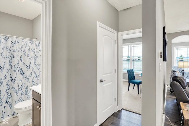 interior space featuring dark hardwood / wood-style flooring