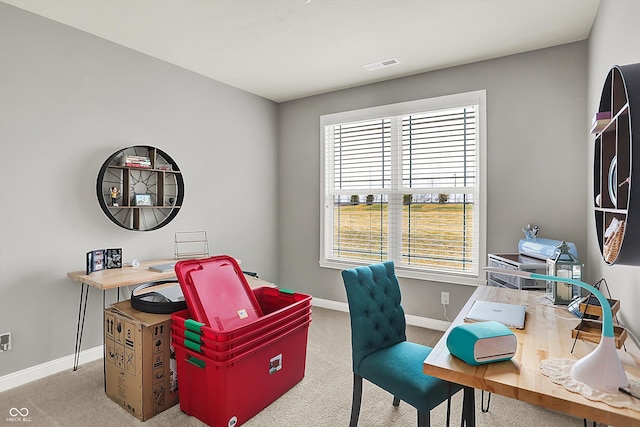 home office featuring carpet flooring