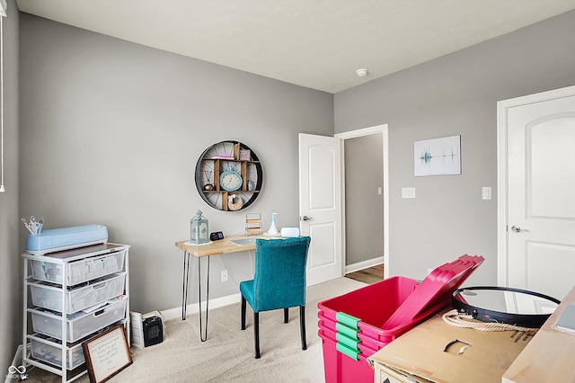 view of carpeted home office