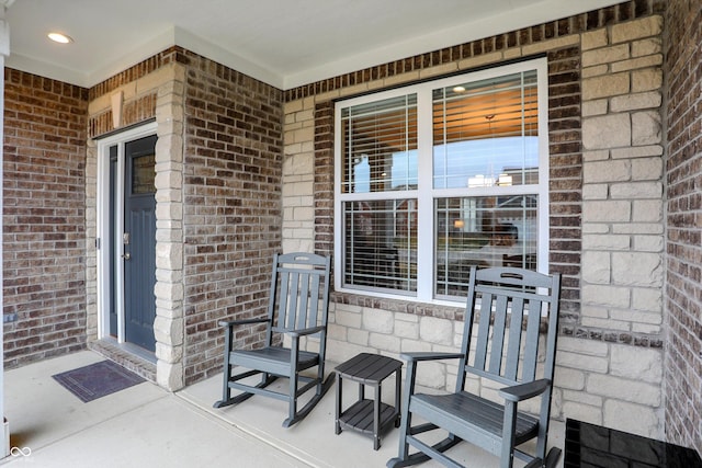 view of patio featuring a porch