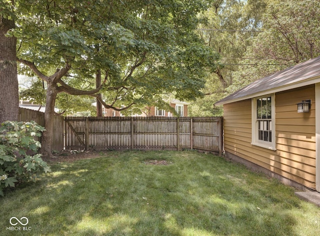 view of yard featuring a fenced backyard