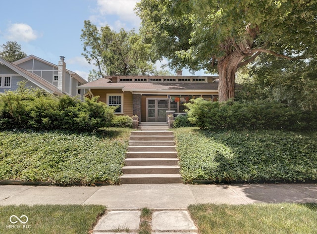 view of mid-century modern home