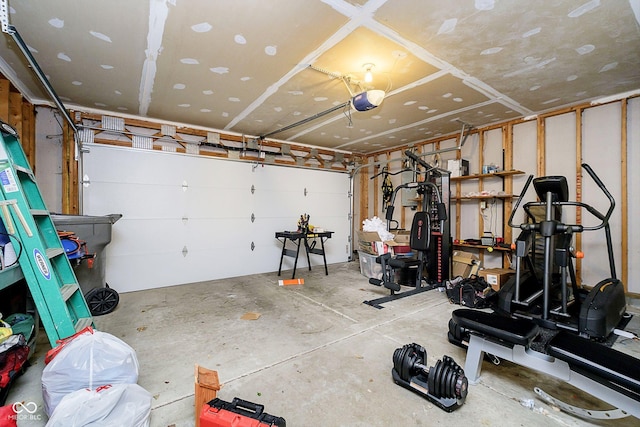 garage with a garage door opener