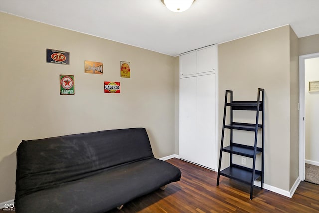 living area with dark hardwood / wood-style flooring