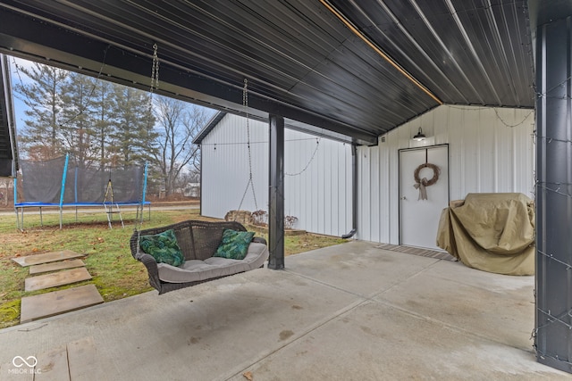 view of patio / terrace with a trampoline
