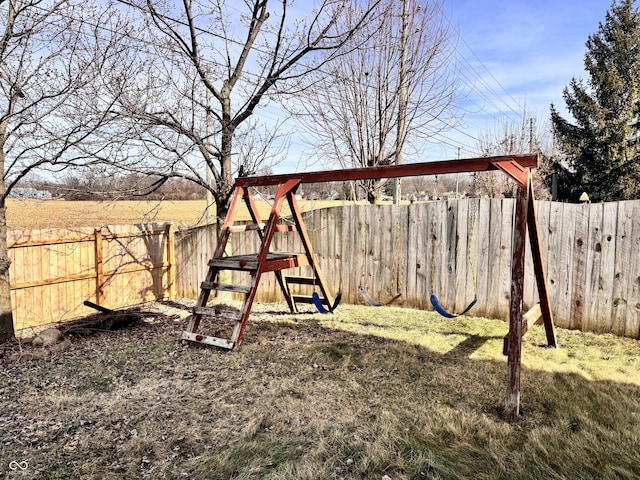 view of yard with a playground