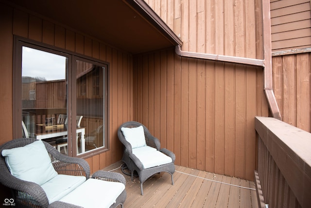 wooden balcony with a deck