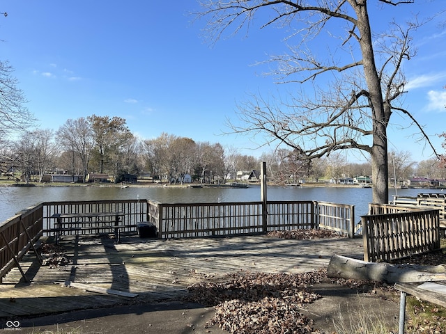 dock area featuring a water view