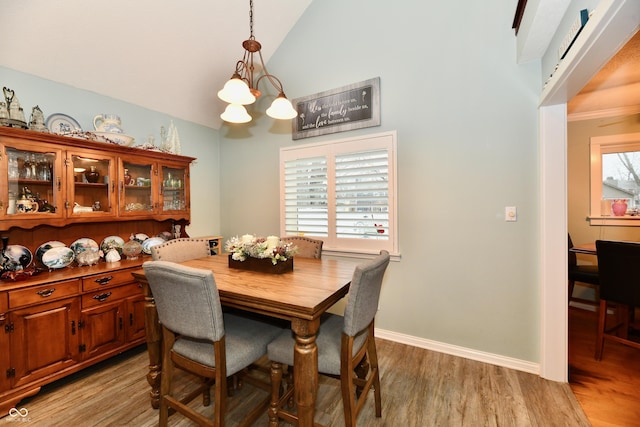 11710 E 75th St, Indianapolis, IN 46236 - dining room with an inviting chandelier, wood-type flooring, and high vaulted ceiling