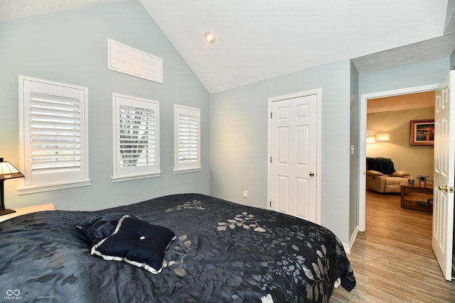 11710 E 75th St, Indianapolis, IN 46236 - bedroom with multiple windows, vaulted ceiling, and light hardwood / wood-style floors