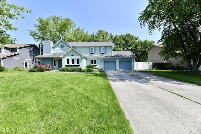 11710 E 75th St, Indianapolis, IN 46236 - traditional-style house with an attached garage, concrete driveway, a chimney, and roof with shingles