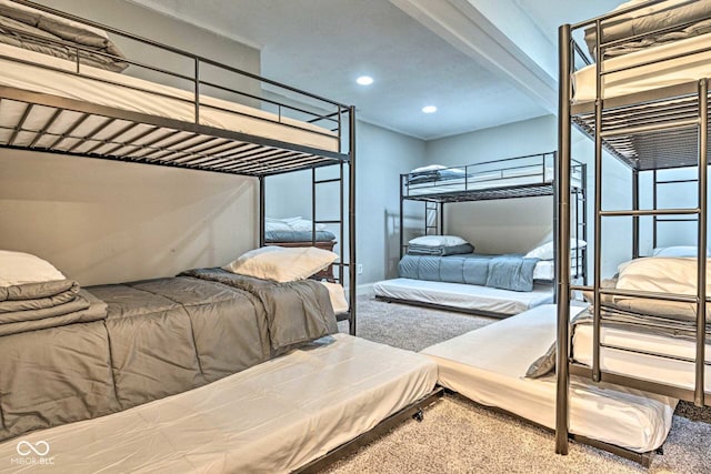 carpeted bedroom featuring recessed lighting