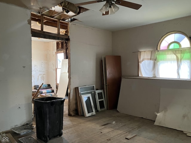 kitchen featuring ceiling fan