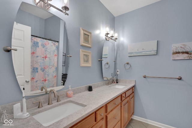 bathroom featuring vanity and tile patterned floors