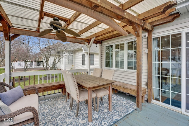 deck featuring ceiling fan