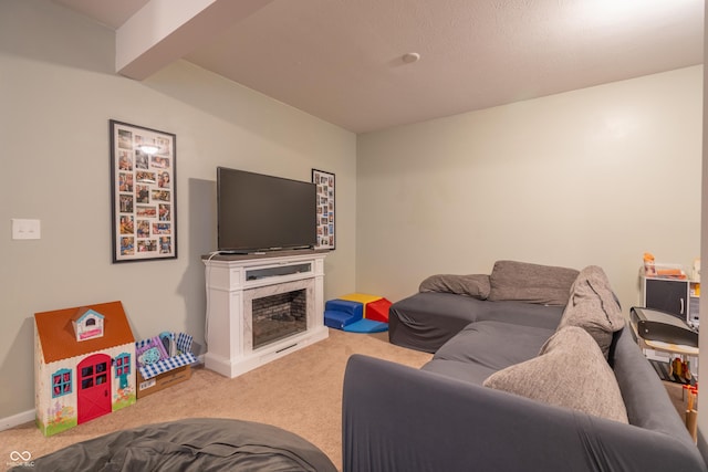 living room with carpet flooring