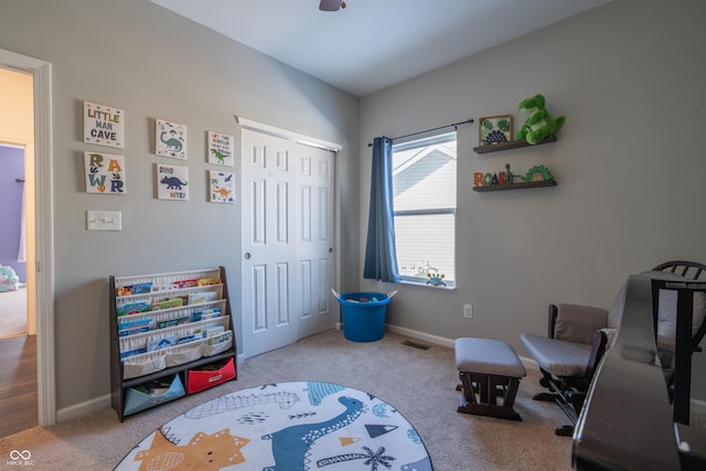 game room featuring carpet