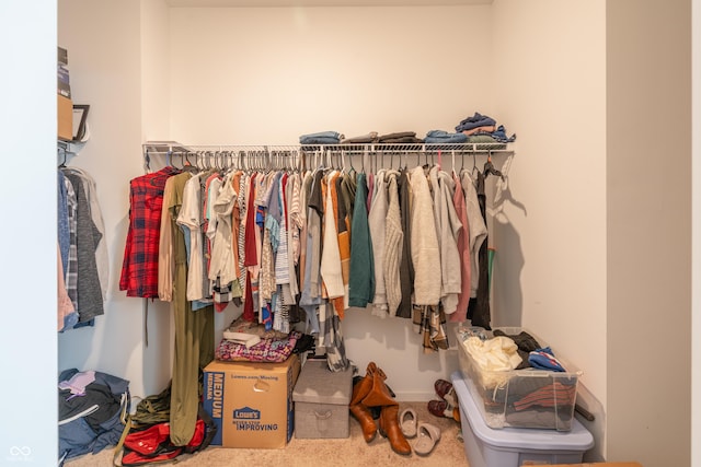 walk in closet with carpet