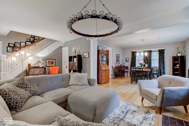 living room with hardwood / wood-style flooring