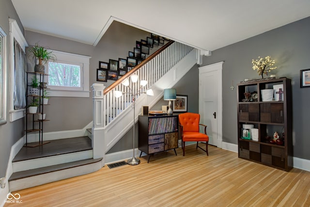 interior space with hardwood / wood-style flooring