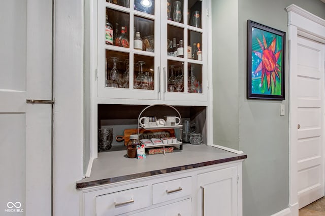 bar with white cabinets