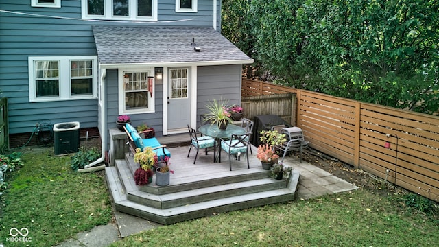 wooden terrace featuring central AC