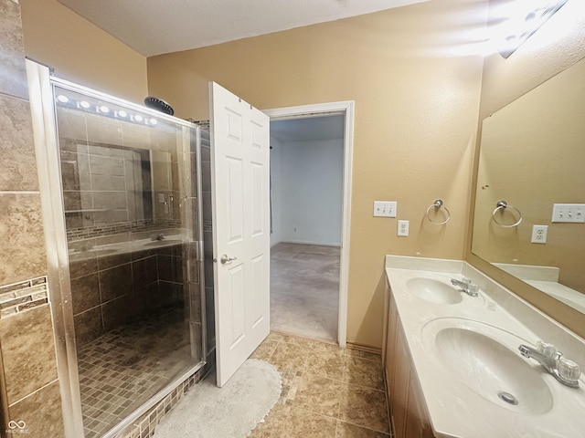 bathroom featuring vanity and walk in shower